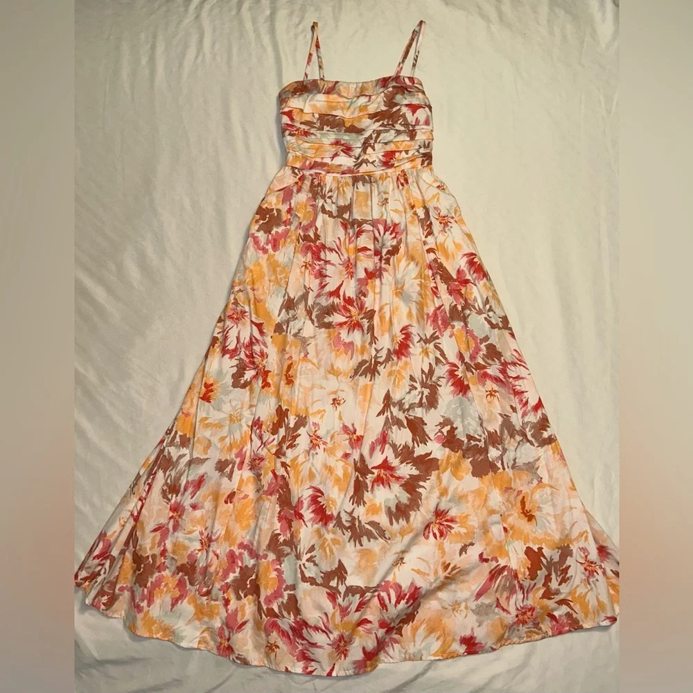 Abercrombie & Fitch Floral Emerson Poplin Midi Dress PETITE - Picture 2 of 4